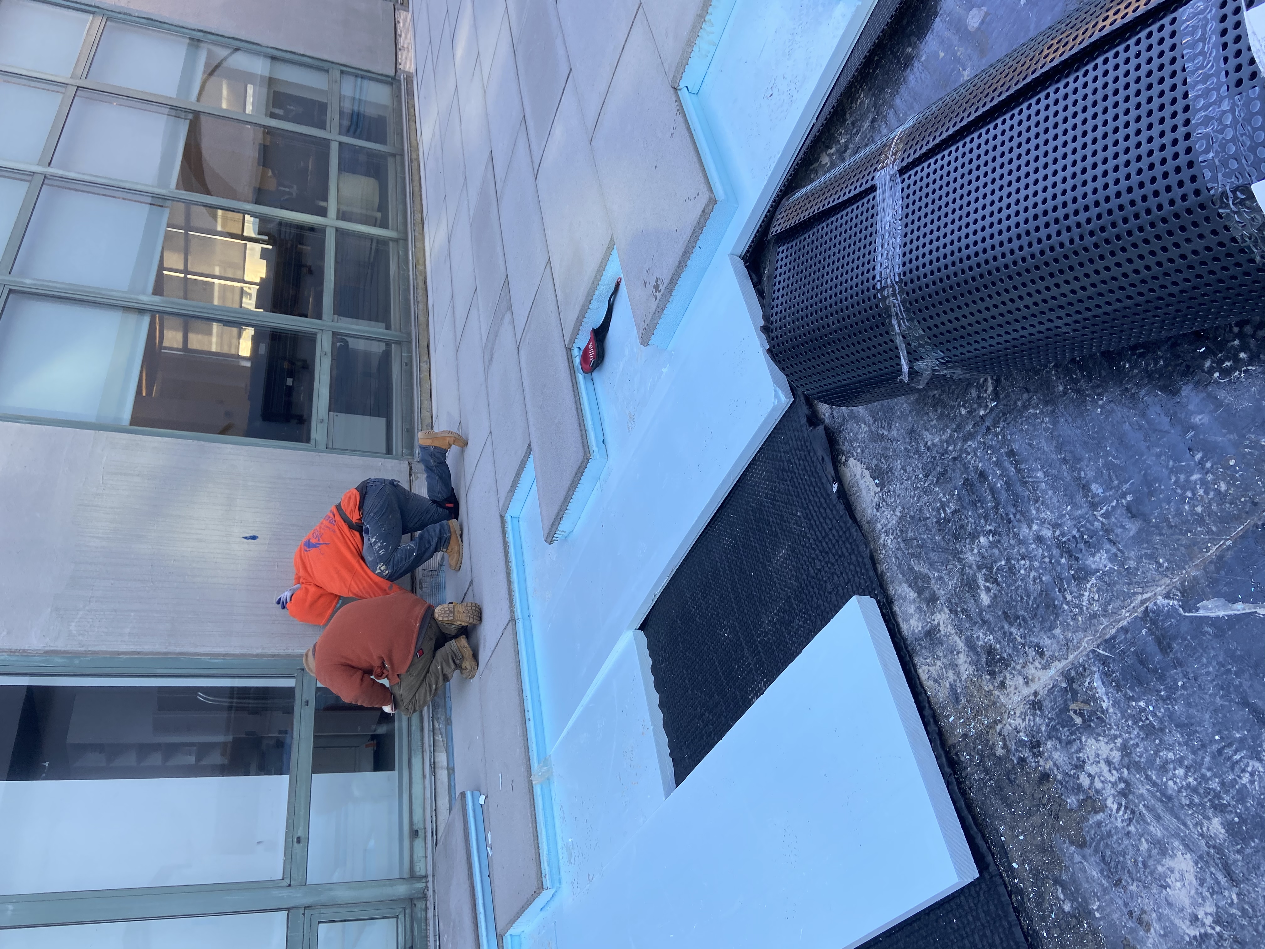 Insulation board layout on commercial roof