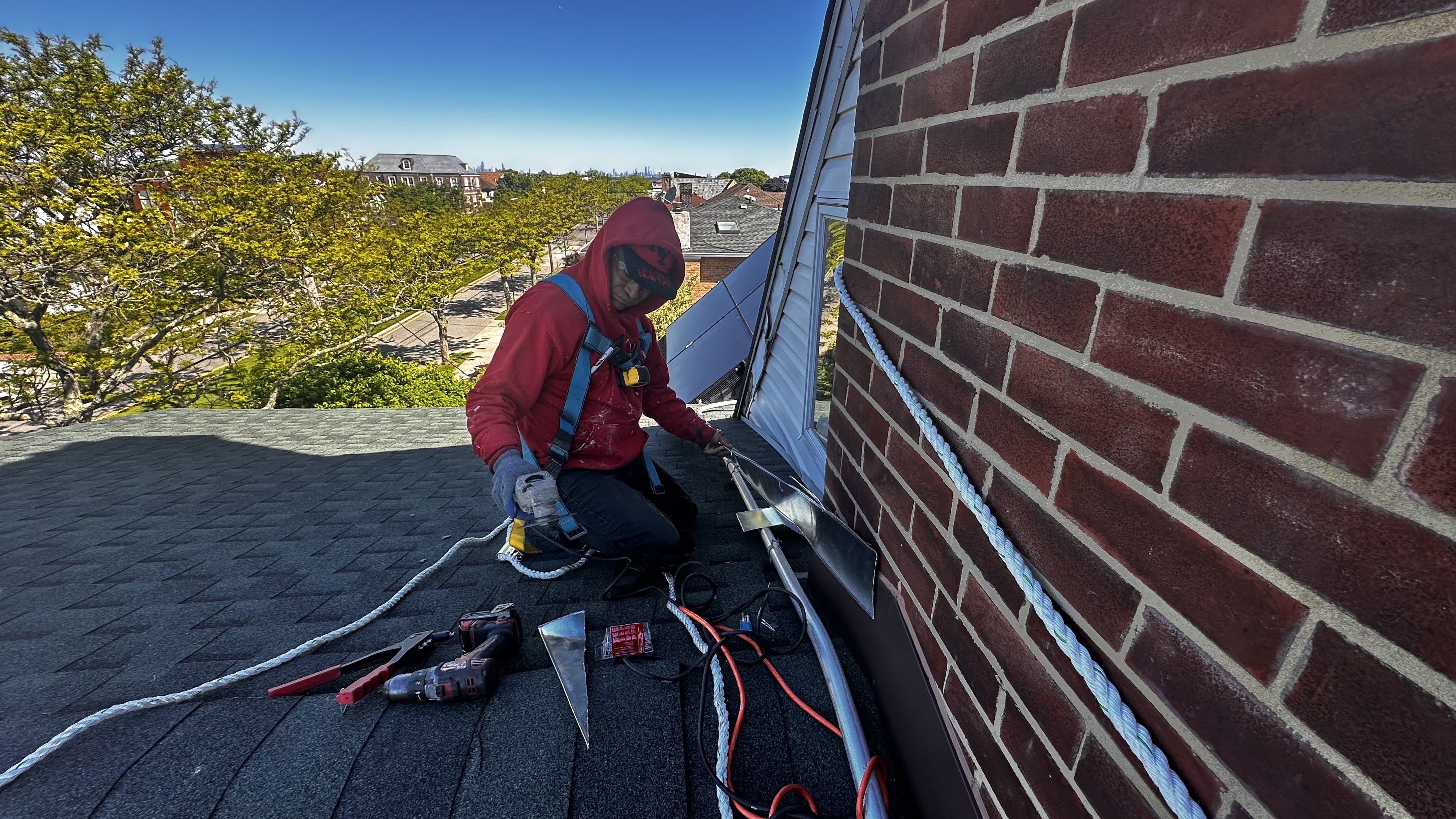 Residential roof repair and flashing work