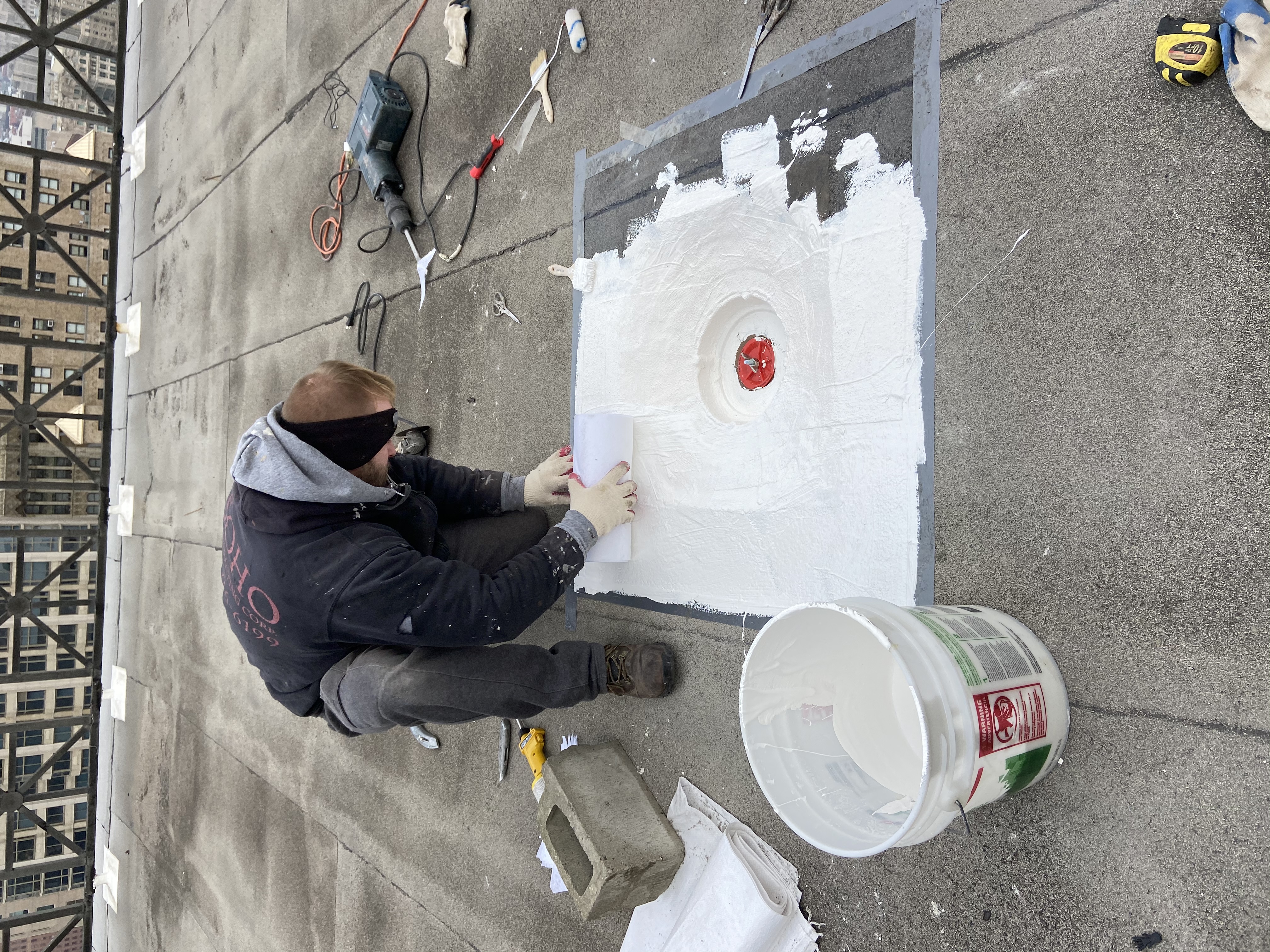 Flat roof drain sealing and repair